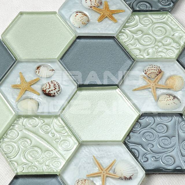 Стеклянная мозаика с ракушкой, серия Elegans