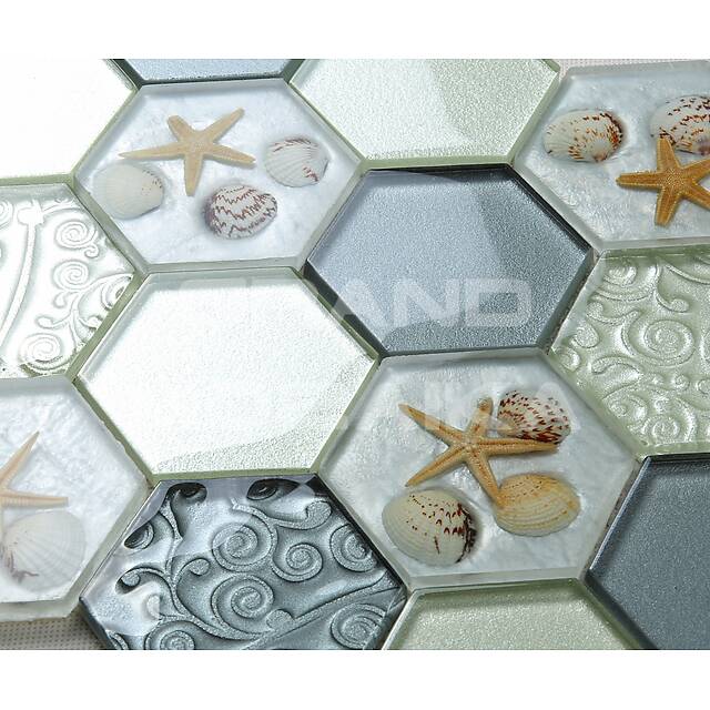 Стеклянная мозаика с ракушкой, серия Elegans