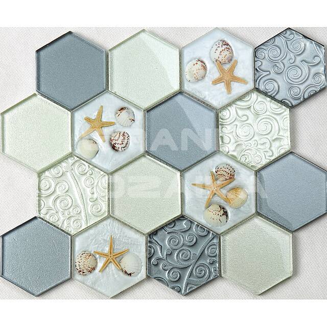 Стеклянная мозаика с ракушкой, серия Elegans