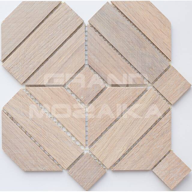 Деревянная мозаика (дуб), белая колеровка