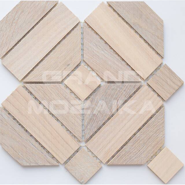 Деревянная мозаика (дуб, ясень), белая колеровка