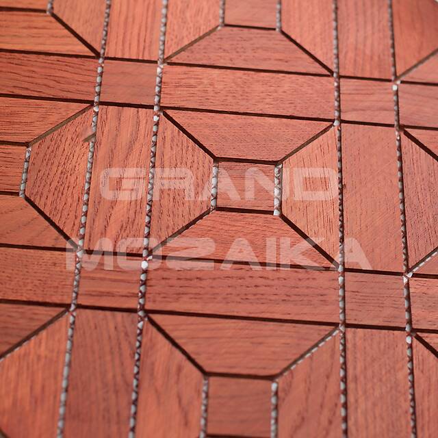 Деревянная мозаика (дуб), красная колеровка