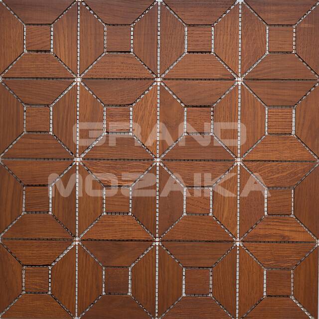 Деревянная мозаика (дуб), колеровка вишня