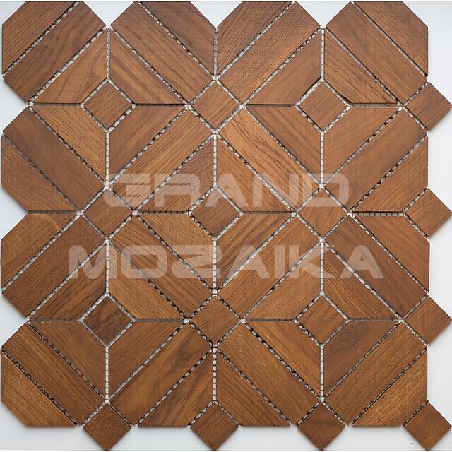 Деревянная мозаика (дуб), колеровка коньяк