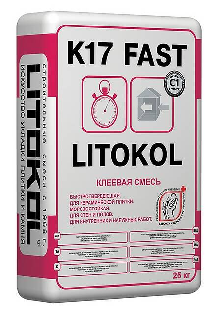 Быстротвердеющая клеевая смесь LITOKOL К17 FAST, 25кг