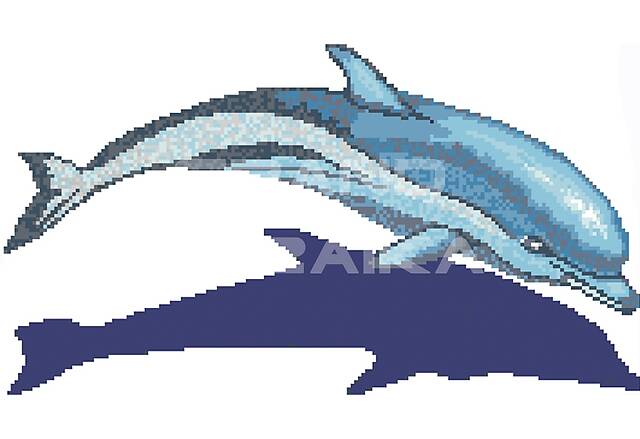 Мозаичное панно Дельфин с тенью 2