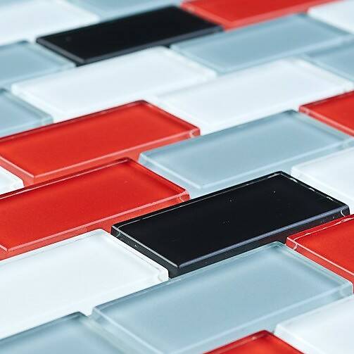 Стеклянная мозаика серия Mixed (кирпичная кладка)