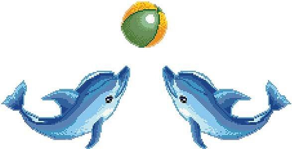 Мозаичное панно Дельфины с мячом