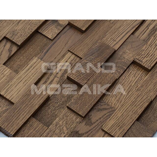 3D мозаика со смещением из дуба, колеровка коньяк