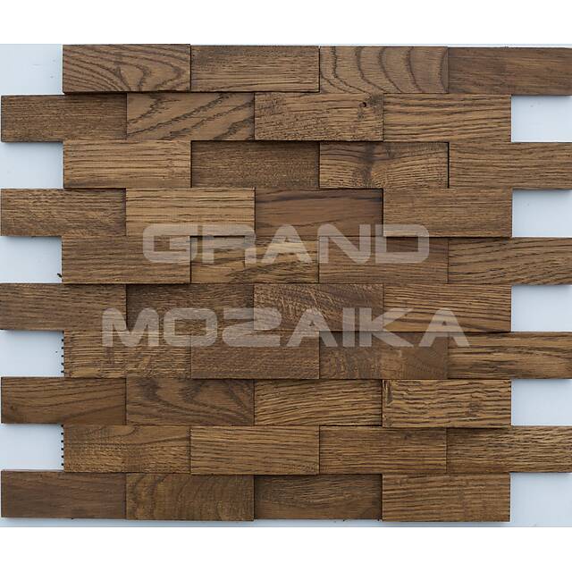 3D мозаика со смещением из дуба, колеровка коньяк