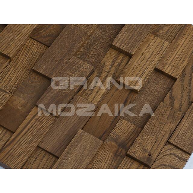 3D мозаика со смещением из дуба, колеровка коньяк