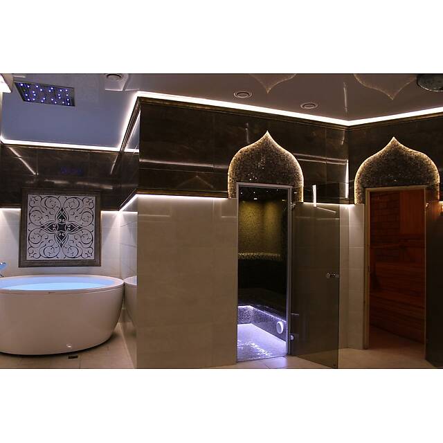 Хаммам коричнево-бежевый и сауна