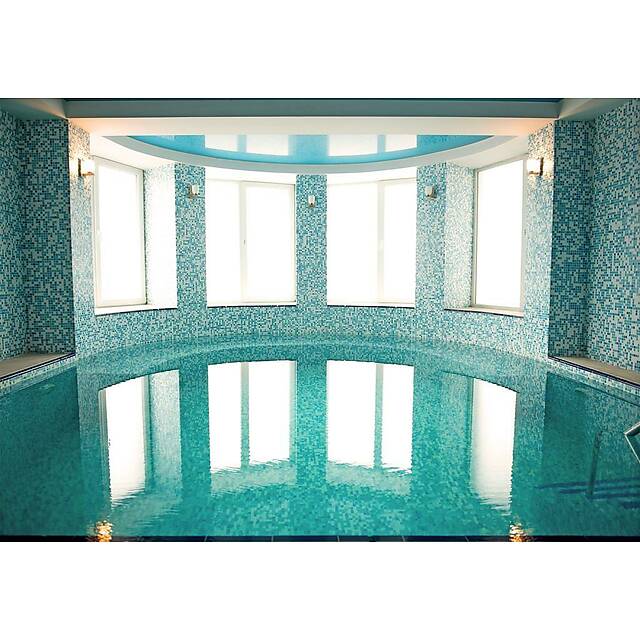 Купель из микса голубой мозаики