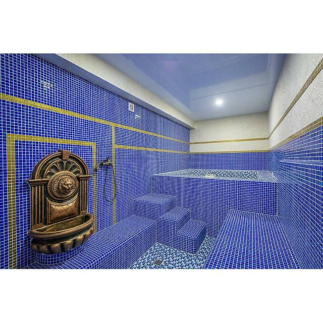 Купель из микса синей мозаики