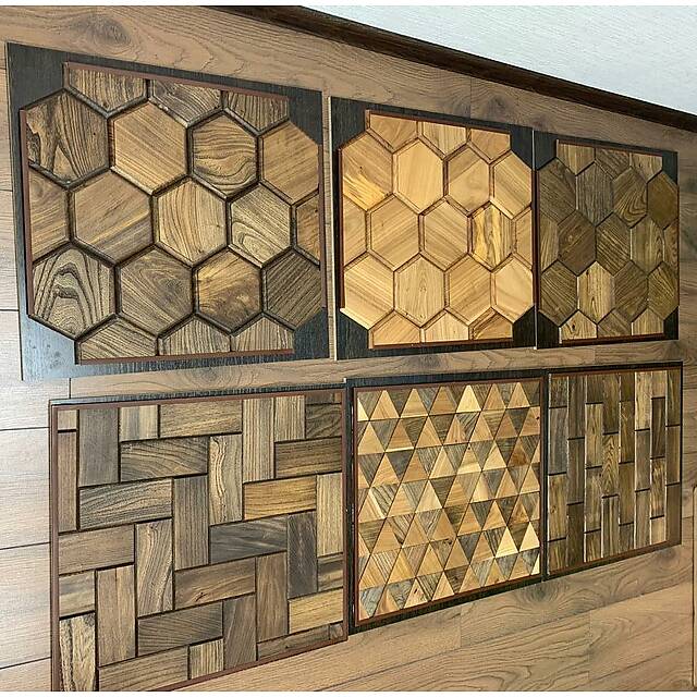 Шестигранная деревянная плитка с английской фаской из карагача