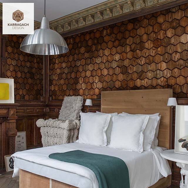 Шестигранная деревянная плитка с английской фаской из карагача