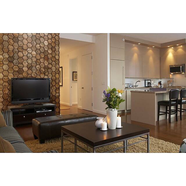 Шестигранная деревянная плитка с английской фаской из карагача