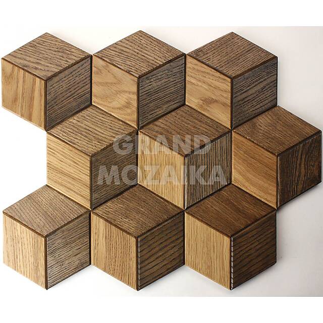 Шестиугольная деревянная мозаика с фаской (дуб), серия Гекса