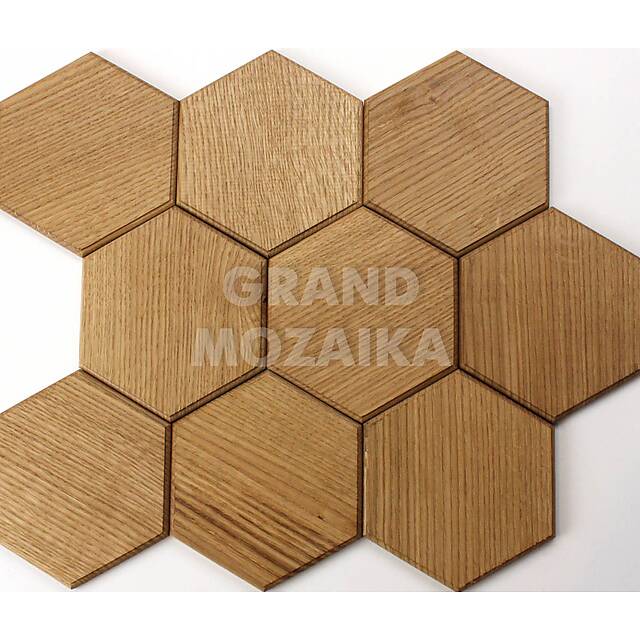 Шестиугольная деревянная плитка из шпона дуба с фаской, серия Гекса