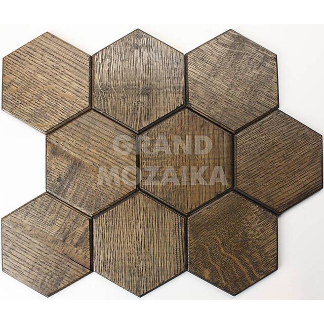 Шестиугольная деревянная плитка из шпона дуба с фаской, серия Гекса