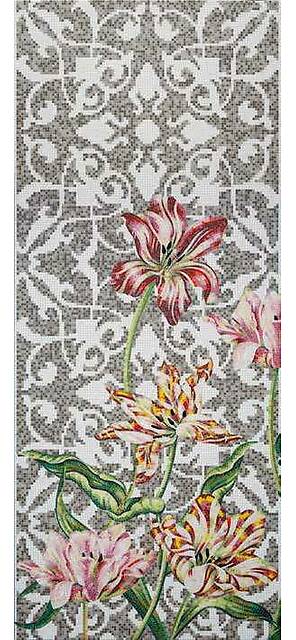 Художественное мозаичное панно (Tulips Grey A), серия Decorations