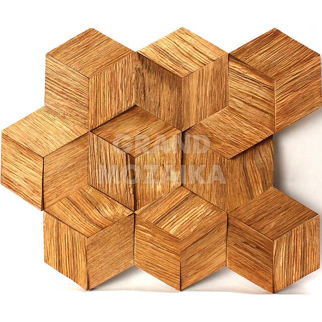 Шестиугольная колотая мозаика из дуба, серия Гекса