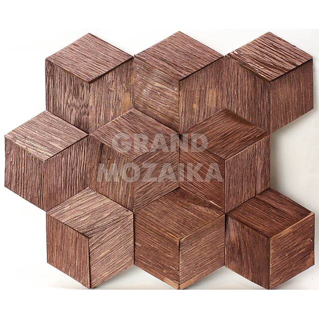 Шестиугольная колотая мозаика из дуба, серия Гекса