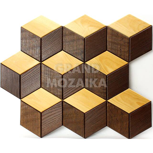 Шестиугольная деревянная мозаика с фаской (из термодревесины), серия Гекса