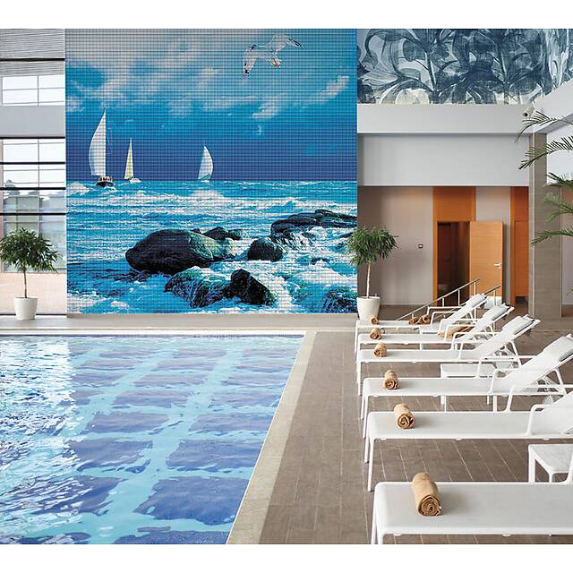 Панно из фотомозаики Парусник