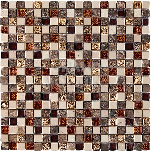 Мозаика из мрамора и стекла, серия Mix Pixel