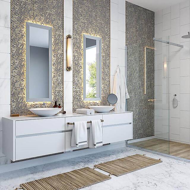 Круглая стеклянная мозаика, серия Glamour