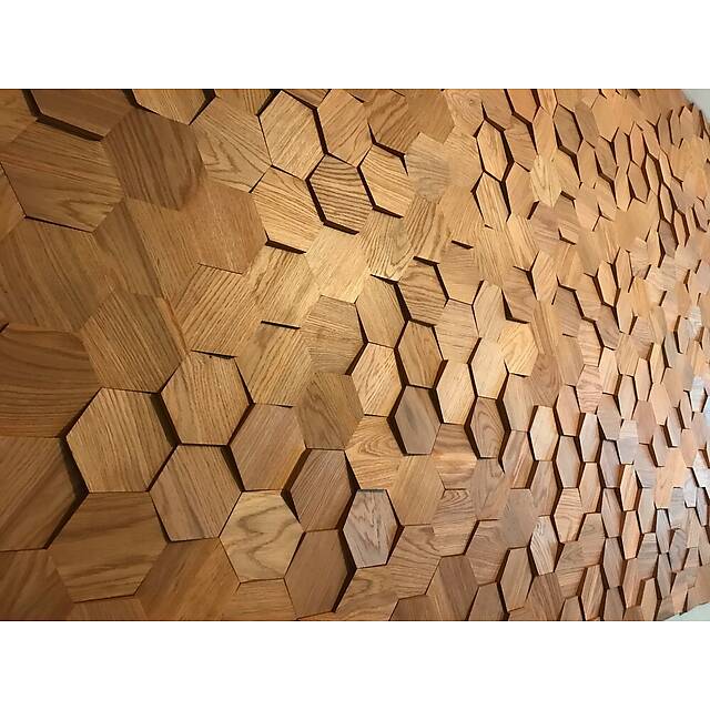 3D мозаика из дерева (дуб), колеровка медовый