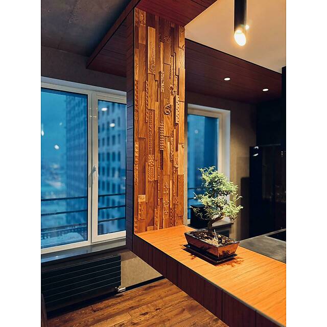 3D мозаика из резного дерева (дуб) с художественной фрезеровкой, колеровка натур