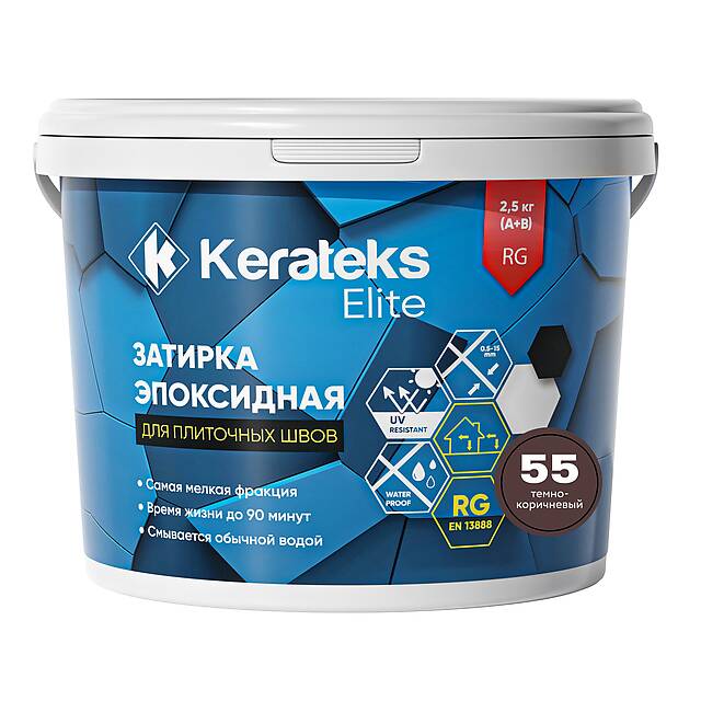 Эпоксидная затирка Kerateks lite, 55 Темно-коричневый, 2.5 кг