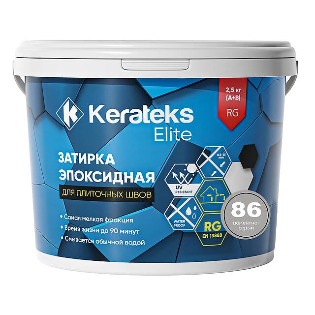 Эпоксидная затирка Kerateks lite, 86 Цементно-серый, 2.5 кг