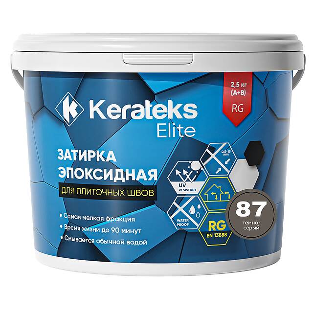 Эпоксидная затирка Kerateks lite, 87 Темно-серый, 2.5 кг