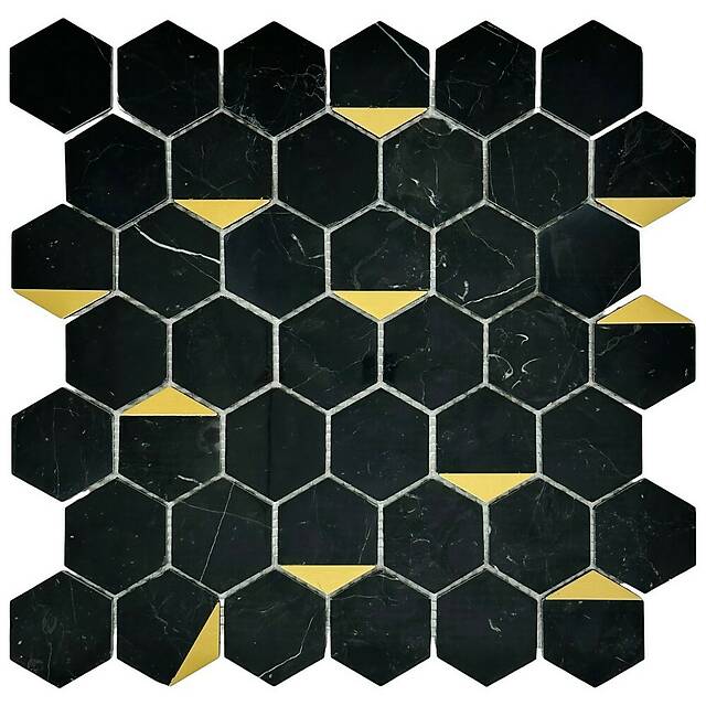 Тонкая мозаика из мрамора и металла, серия Hexagon
