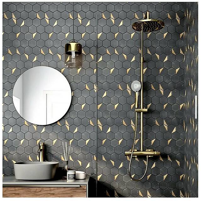 Тонкая мозаика из мрамора и металла, серия Hexagon
