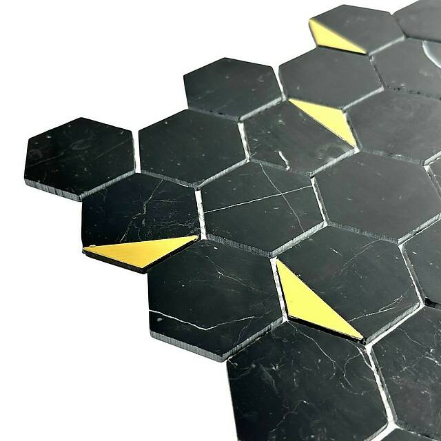 Тонкая мозаика из мрамора и металла, серия Hexagon