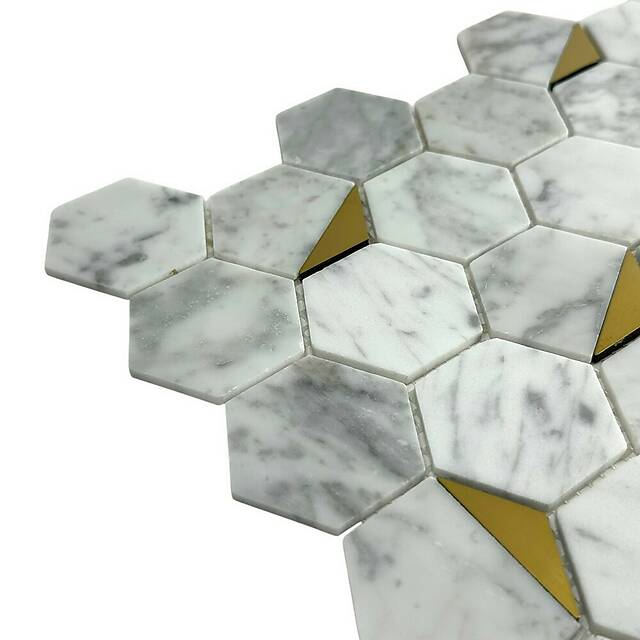 Тонкая мозаика из мрамора и металла, серия Hexagon
