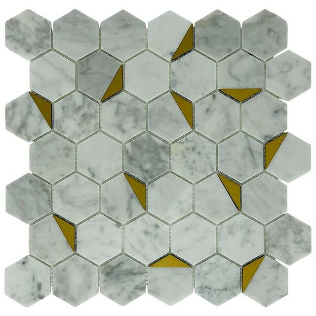 Тонкая мозаика из мрамора и металла, серия Hexagon