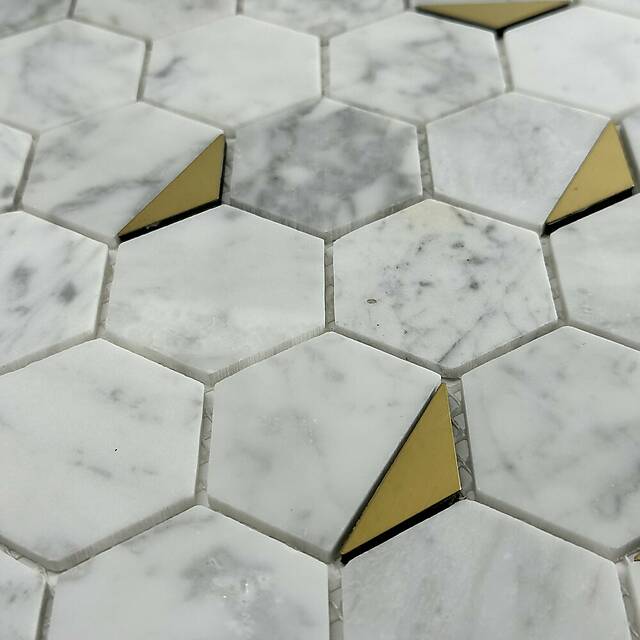 Тонкая мозаика из мрамора и металла, серия Hexagon