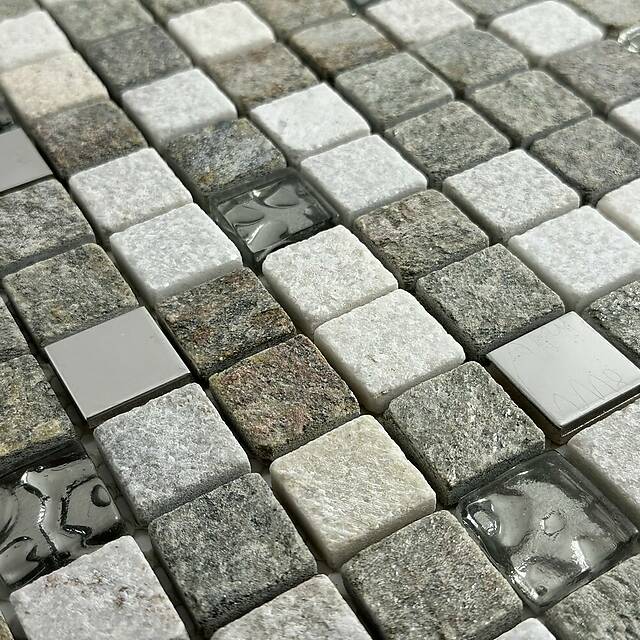 Мозаика из сланца, стекла и металла, серия Slate-M