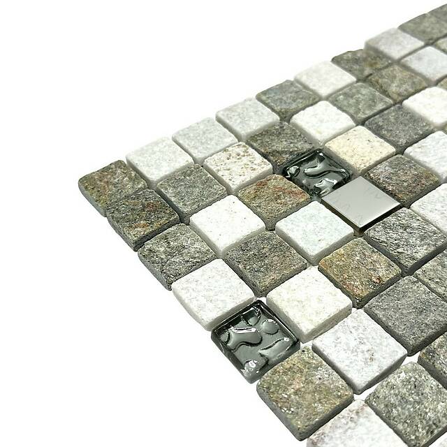 Мозаика из сланца, стекла и металла, серия Slate-M