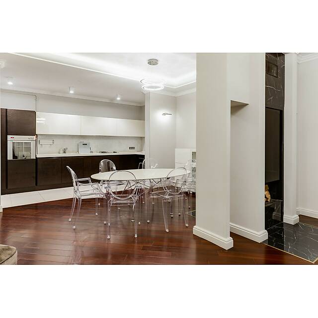 Кухня фартук с белой мозаикой с перламутром, серия Iris