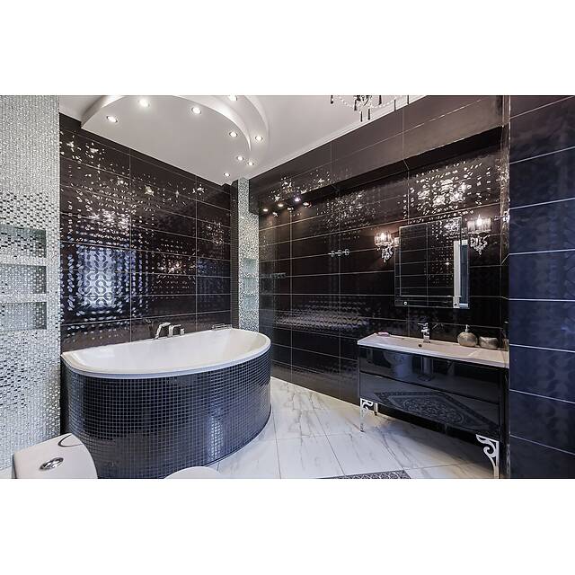 Ванная комната с зеркальной мозаикой