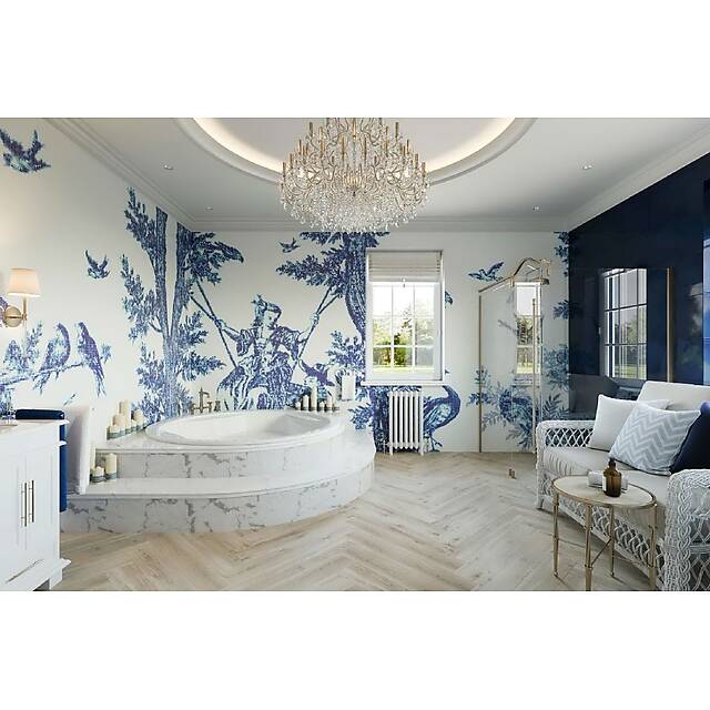 Ванная комната с мозаичным панно 