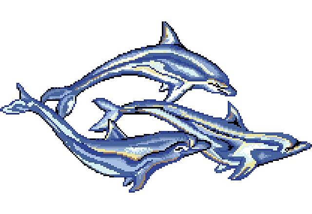 Мозаичное панно Три дельфина
